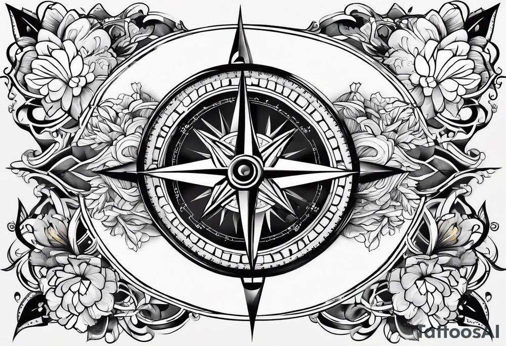 compass with colours tattoo idea