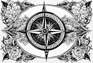 compass with colours tattoo idea