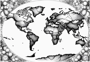 world map breaking like glass ball tattoo idea
