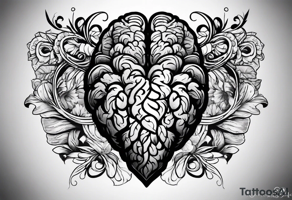 Brain and heart tattoo idea
