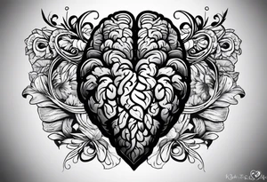 Brain and heart tattoo idea