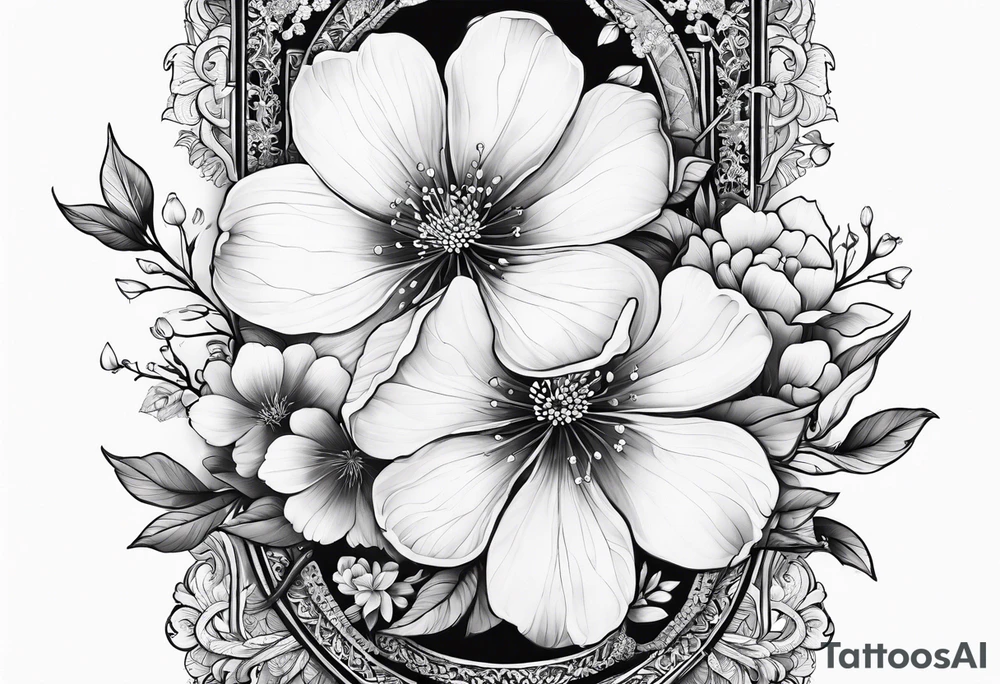 Sakura flowers with lace sternum tattoo idea