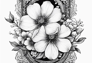 Sakura flowers with lace sternum tattoo idea