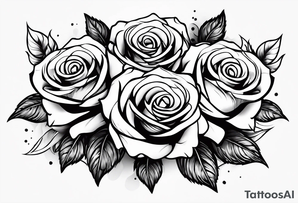 4 roses with a banner tattoo idea