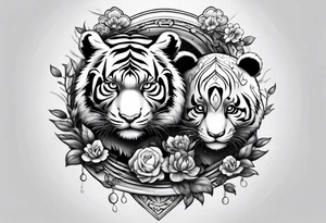 Baby tiger and panda hanging out tattoo idea