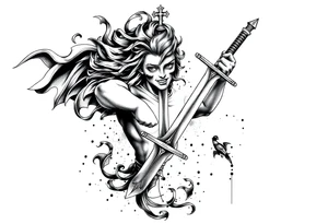 Life, sword, power, relentless, happiness tattoo idea