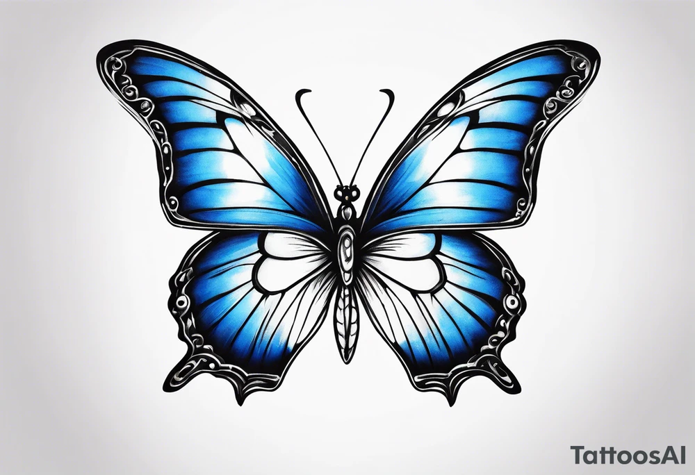 Blue butterfly tattoo idea