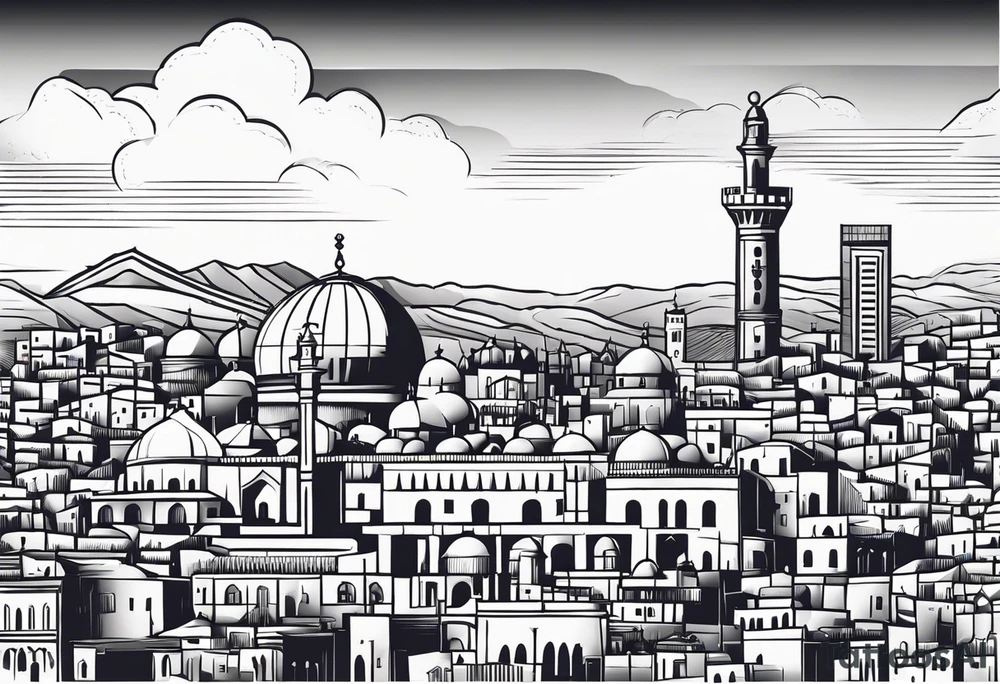 israel city vector circle
 vignette tattoo idea