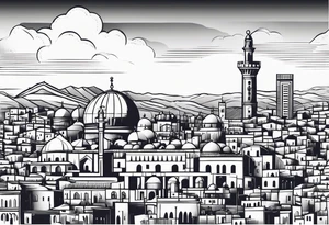 israel city vector circle
 vignette tattoo idea