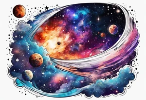 Deep space with a ton of stars in a nebula tattoo idea