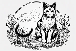 simple nature, with a cat in fire tattoo idea
