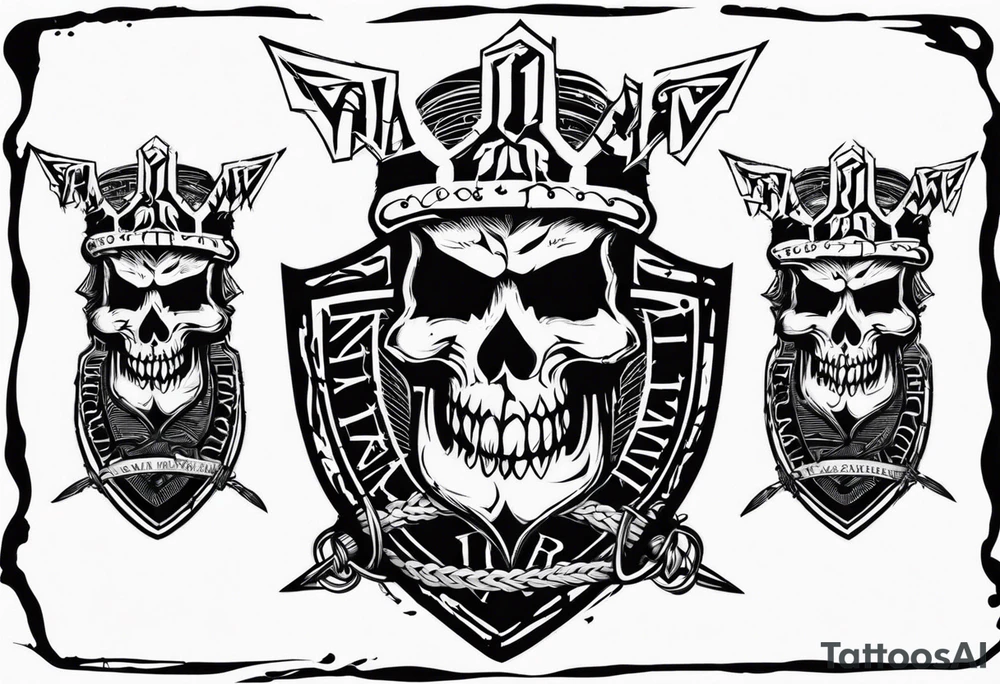 Valhalla sword shield barb wire tattoo idea