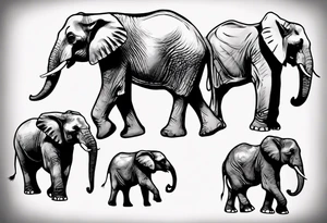 4 elephants family tattoo idea