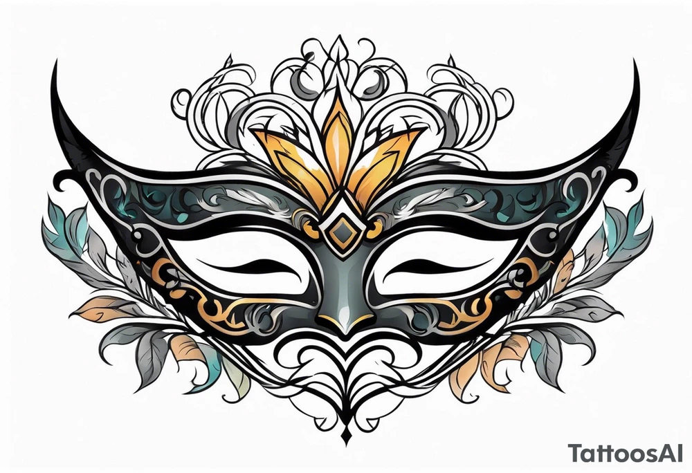 Male masquerade mask with smoke tattoo idea