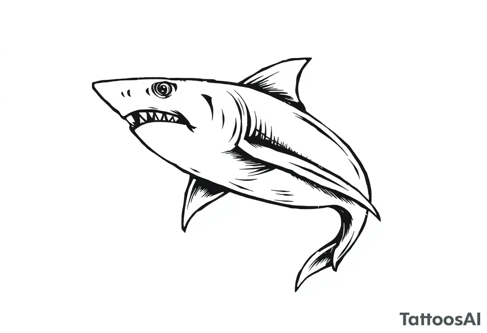Masculine strong shark flowing tattoo idea