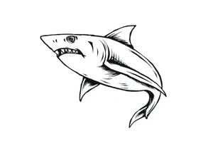 Masculine strong shark flowing tattoo idea