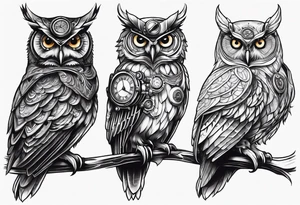 Owl in a steampunk style tattoo idea