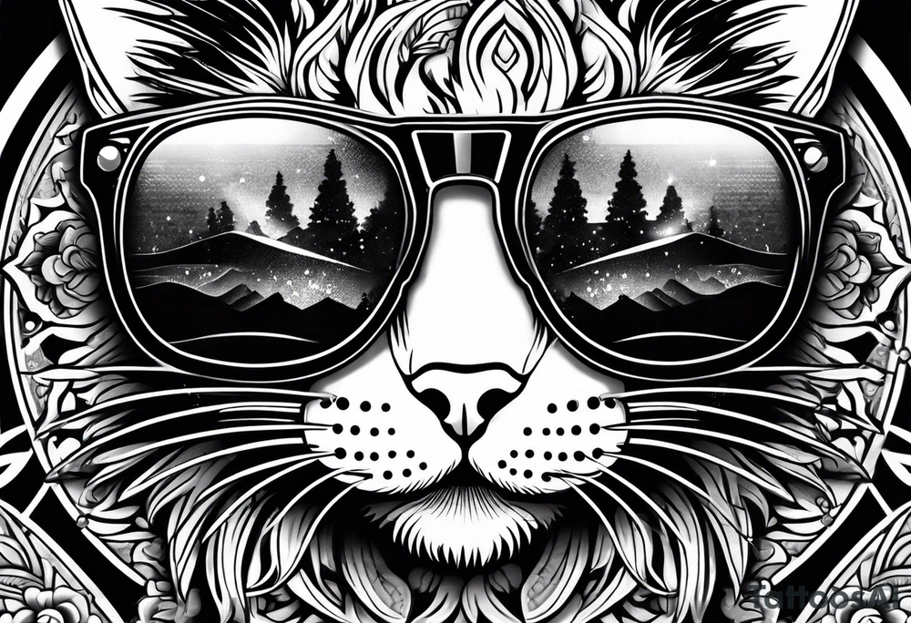 cat sunglasses tattoo idea