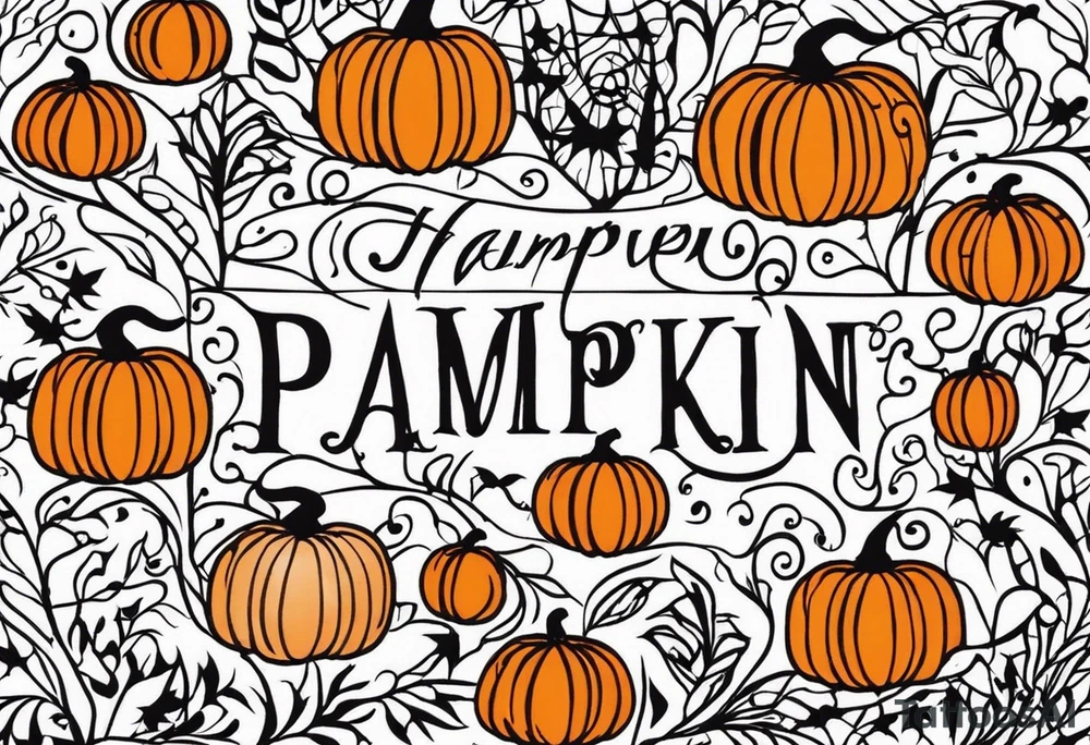 Midwestern street in fall with Halloween pumpkin tattoo idea