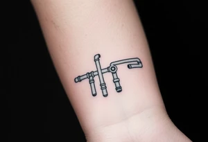 extremely detailed system of thin plumbing pipes with each pipe ending without a curved pipe tattoo idea