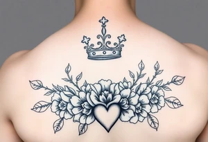 Damian, with crown, flowers and hearts tattoo idea