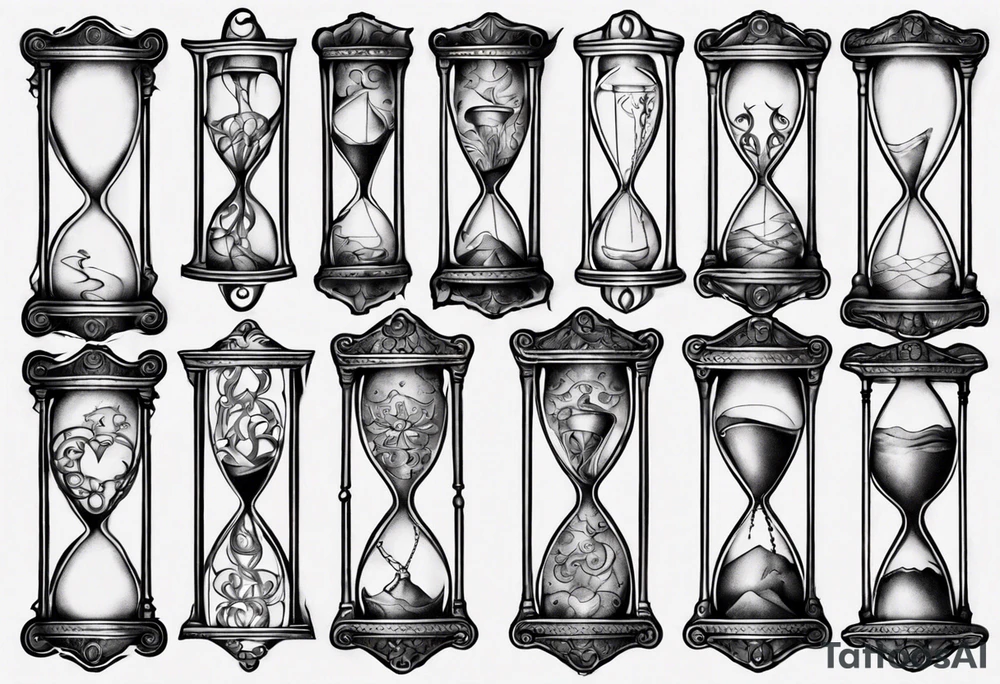 an hourglass with filagree tattoo idea