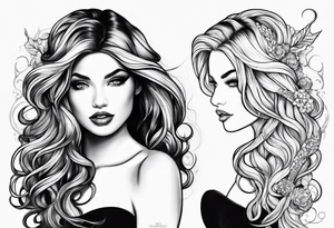 Flowing mermaid hair tattoo idea