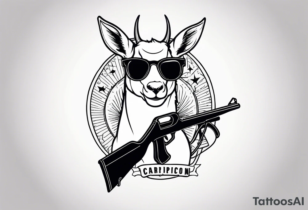 capricorn with sunglasses and shotgun tattoo idea