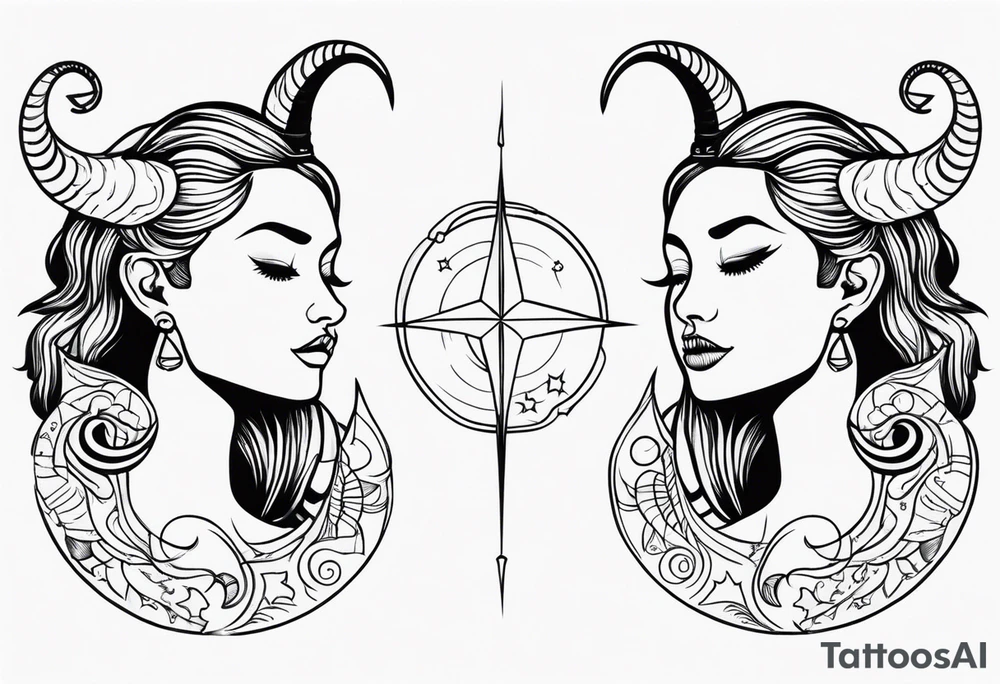 Couple's tattoos capricorn and aquarius uniting tattoo idea Couple's tattoos capricorn and aquarius uniting tattoo idea