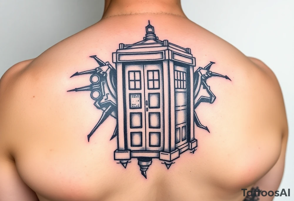tardis futuristic colorful tattoo idea