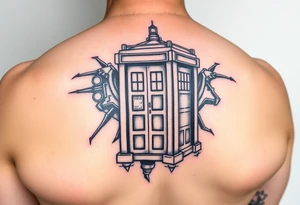 tardis futuristic colorful tattoo idea