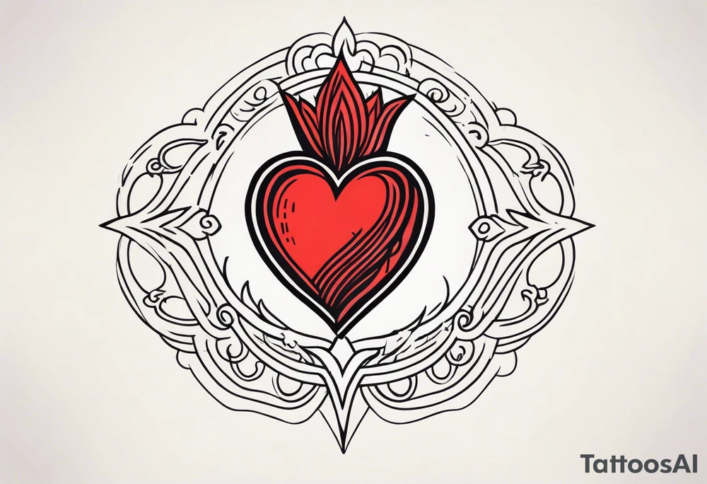 sacred heart vintage traditional tattoo simple sketch old school tattoo idea