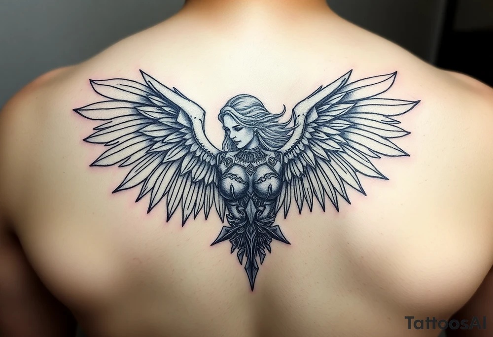 Realistic Valkyrie tattoo idea