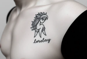 Créame un diseño en miniatura para la parte baja del bíceps de un personaje principal chica 
de dragón Ball z con el nombre de lorelay escrito por debajo del diseño tattoo idea