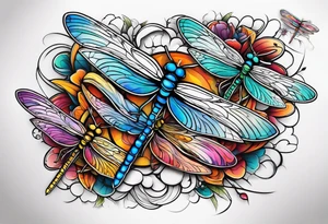 4 dragonflies flying together tattoo idea