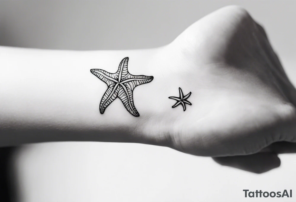 Dainty and delicate Shell/starfish wrist tattoo tattoo idea