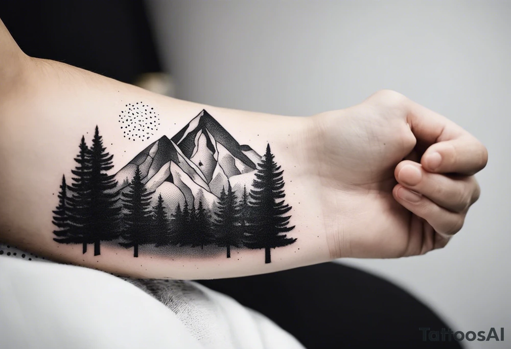 mountain and trees tattoo idea