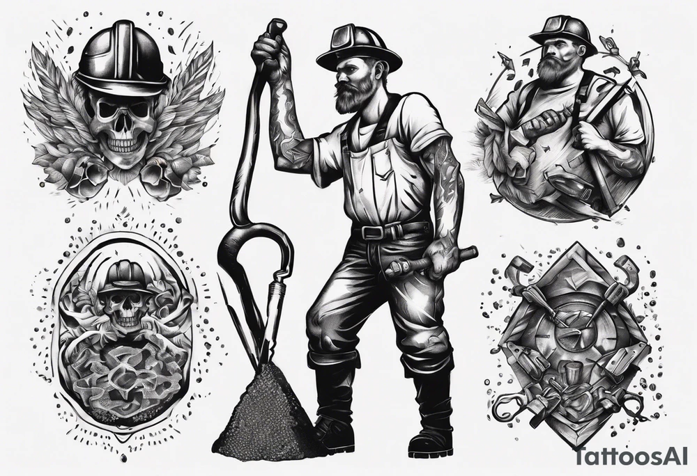 miner working to extract gold tattoo idea