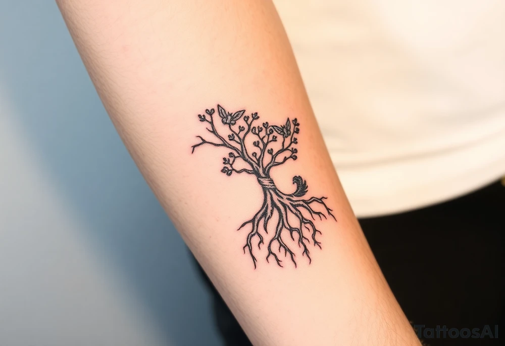 Cave,vines,river,bats,trees,roots tattoo idea