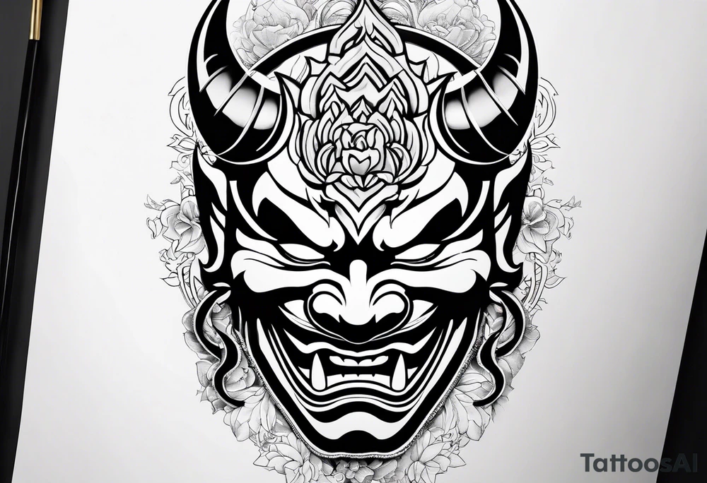 hannya mask realism tattoo idea