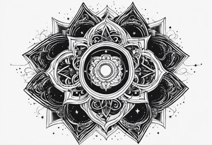 Shoulder piece. Black in the middle with swirly lines around. Starry Night esque but more black and more creepy, romantic goth vibes tattoo idea
