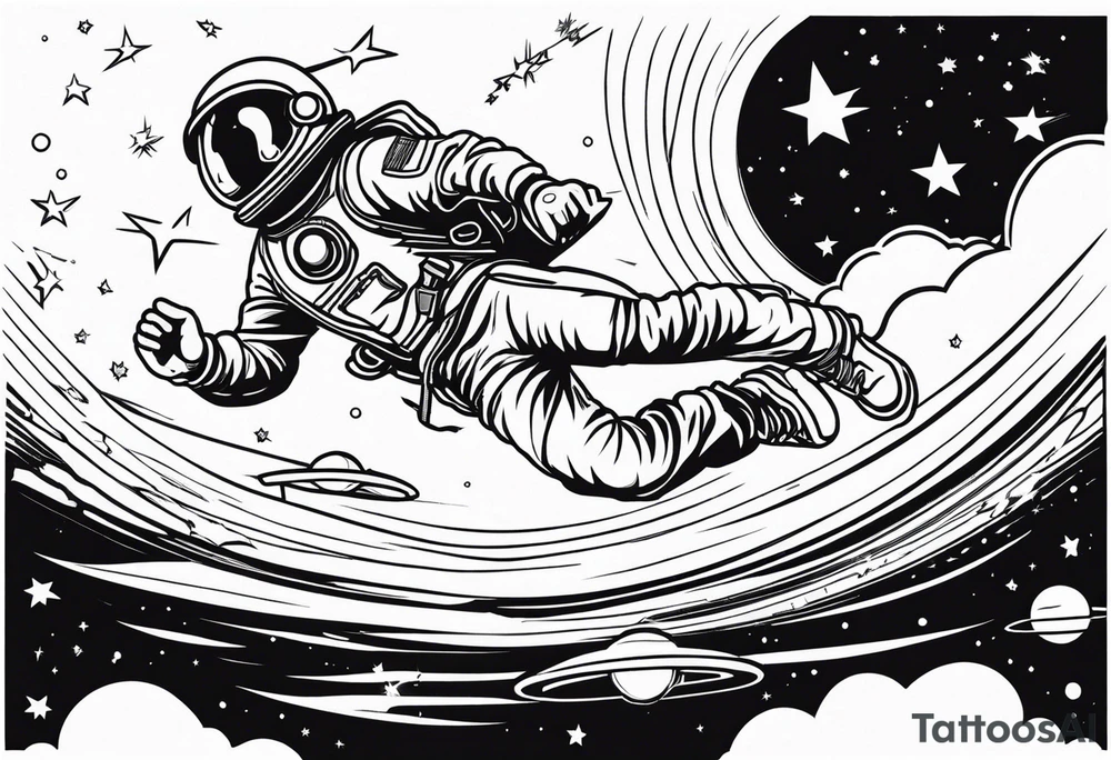 Man falling from space to earth tattoo idea