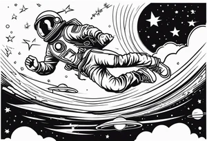Man falling from space to earth tattoo idea