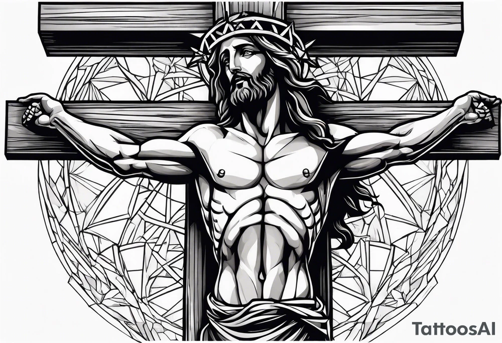 Jesus Christ hanging on a cross tattoo idea