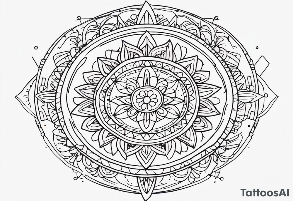 Mexican mandala design fine line whimsical tattoo idea