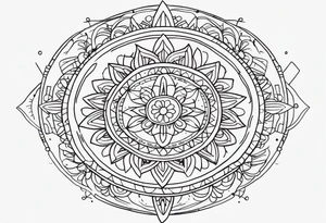 Mexican mandala design fine line whimsical tattoo idea