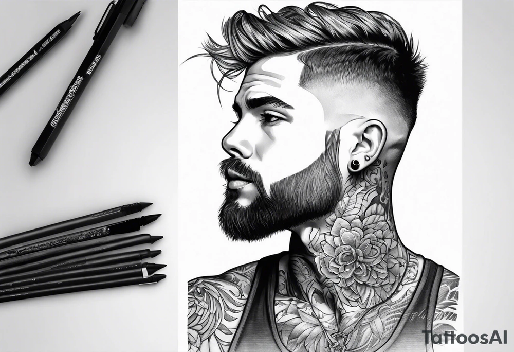 Tattoo artist with shord haircut man young tattoo idea