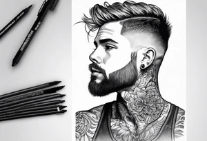 Tattoo artist with shord haircut man young tattoo idea