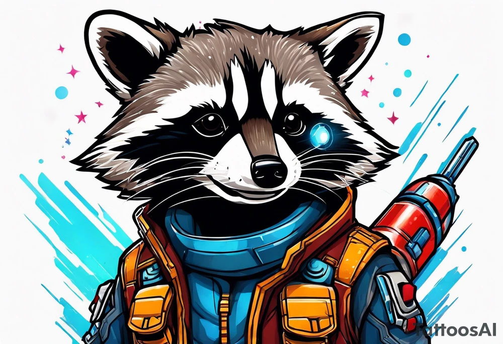 Guardians of the galaxy raccoon with a rocket launcher tattoo idea