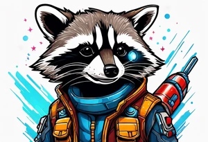 Guardians of the galaxy raccoon with a rocket launcher tattoo idea